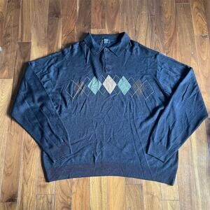 Dockers Men's Argyle Polo Sweater 3XLT Multicolor Knit Pullover
